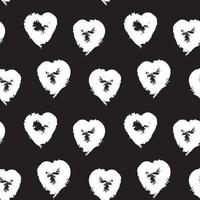 preto e branco em forma de coração pincelada sem costura de fundo vetor