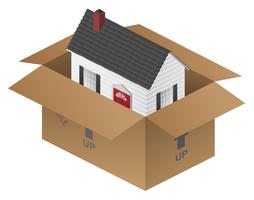 Ilustração do vetor de caixa de embalagem de imóveis em movimento casa