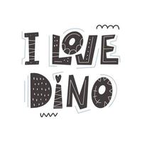 Eu amo dinossauro - ilustração em vetor letras no desenho animado