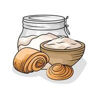 farinha pão com pastelaria ilustração vetor