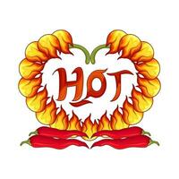 quente Pimenta com quente fogo amor ilustração vetor