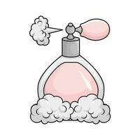 perfume garrafa spray com fumaça ilustração vetor