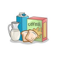 cereal caixa, leite com trigo pão ilustração vetor