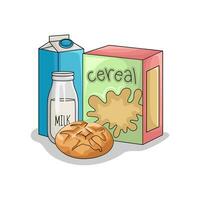 cereal caixa, pastelaria com leite ilustração vetor
