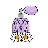 perfume garrafa spray com margarida flor ilustração vetor
