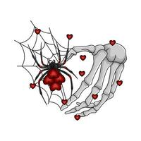 vermelho aranha dentro aranha rede com osso ilustração vetor