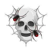 vermelho aranha dentro crânio com aranha rede ilustração vetor