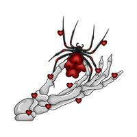 vermelho aranha dentro mão osso ilustração vetor