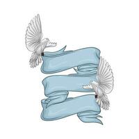 azul fita decoração com pássaro ilustração vetor