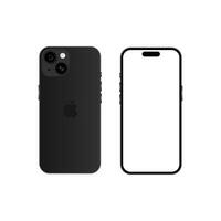 Iphone 15 modelo. Preto cor. frente Visão e costas visualizar. vetor brincar. vetor ilustração