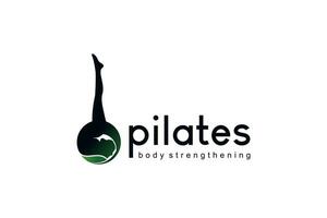 mulher silhueta com 1 perna elevação posição para pilates logotipo vetor