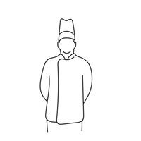 masculino chefe de cozinha em pé ilustração vetor mão desenhado isolado em branco fundo