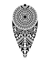 tatuagem esboço maori estilo para perna ou ombro com suástica. Preto e branco. vetor