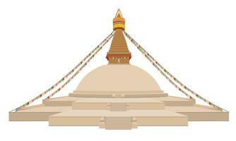 Bodnath, a ótimo branco stupa. budista têmpora complexo dentro Katmandu. buddhanath é a a Principal Centro do tibetano budismo dentro Nepal. vetor, plano estilo. uma religioso símbolo, uma pagode vetor