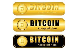 botão bitcoin, ícone de criptomoeda com cor dourada vetor