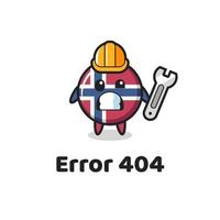 erro 404 com o mascote bonito do emblema da bandeira da Noruega vetor