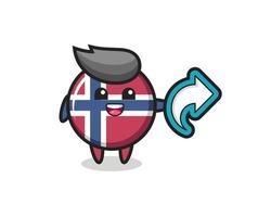 emblema bonito da bandeira da Noruega com símbolo de compartilhamento de mídia social vetor