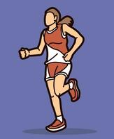 uma mulher começar corrida corrida maratona corredor movimento açao desenho animado esporte gráfico vetor