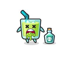 ilustração de um personagem de suco de melão vomitando devido a envenenamento vetor