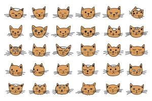 mão desenhado gato focinho clipart. fofa animal face rabisco conjunto vetor