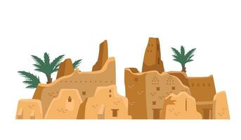 cidadela do at-turaif dentro saudita arábia vetor ilustração. tradicional najdi arquitetura.