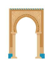 árabe arco com mosaicos. meio leste arquitetura elementos. antigo portões. plano vetor ilustração isolado em branco.