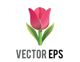 vetor Rosa tulipa flor ícone com verde haste e folhas