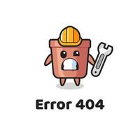 erro 404 com o mascote fofo do vaso de flores vetor