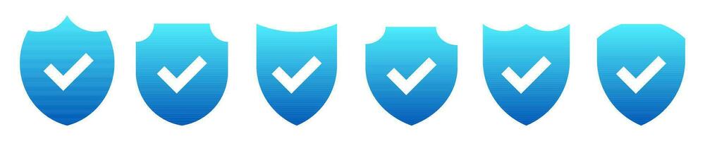 escudo azul Verifica marca sólido ícone . vetor