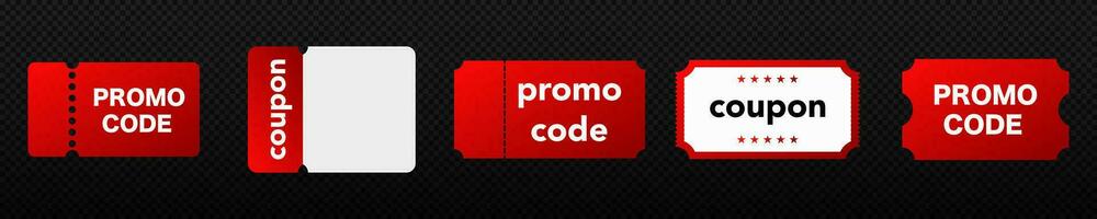 promo código tag vetor ícone. desconto cupom modelo. Código promocional venda desconto bilhete.