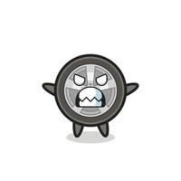 expressão colérica do personagem mascote da roda de carro vetor