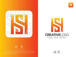 carta hs monograma inicial logotipo, geométrico, moderno, gradiente, rede logotipo vetor