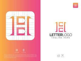 carta hc monograma inicial logotipo, geométrico, moderno, gradiente, rede logotipo vetor