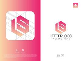 carta ls monograma inicial logotipo, geométrico, moderno, gradiente, rede logotipo vetor