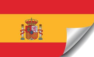 bandeira da espanha com canto enrolado vetor