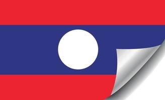 bandeira do laos com canto enrolado vetor