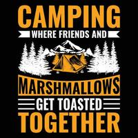 acampamento Onde amigos e marshmallows pegue torrado juntos vetor