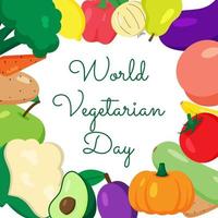dia mundial vegetariano, cartão comemorativo com tipografia vetor
