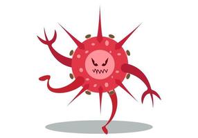 personagem de bactérias vermelhas fofas em execução. vetor