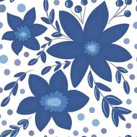 temporada de inverno, padrão floral de natal com flores azuis, ramos vetor