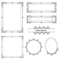 conjunto do decorativo vintage quadros e fronteiras. floral ornamental quadro. caligráfico quadro, Armação e página decoração. vetor ilustração