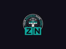 monograma zn clínico logotipo, médico zn nz logotipo carta vetor para você