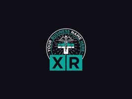 mínimo xr médico logotipo, monograma xr rx clínico logotipo carta vetor