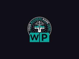 médico wp logotipo arte, inicial wp pw clínico logotipo carta Projeto vetor