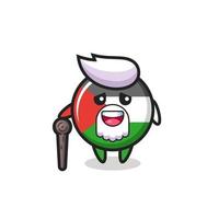O vovô bonito com o distintivo da bandeira da Palestina está segurando um pedaço de pau vetor