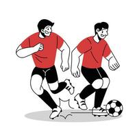 futebol jogador passagem bola para companheiro de time vetor desenho animado ilustração