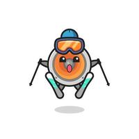 personagem mascote do alto-falante como jogador de esqui vetor