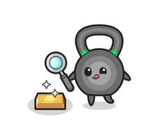 personagem do kettleball está verificando a autenticidade das barras de ouro vetor