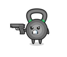 o personagem bonito do kettleball atira com uma arma vetor