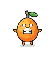 expressão colérica do personagem mascote kumquat vetor